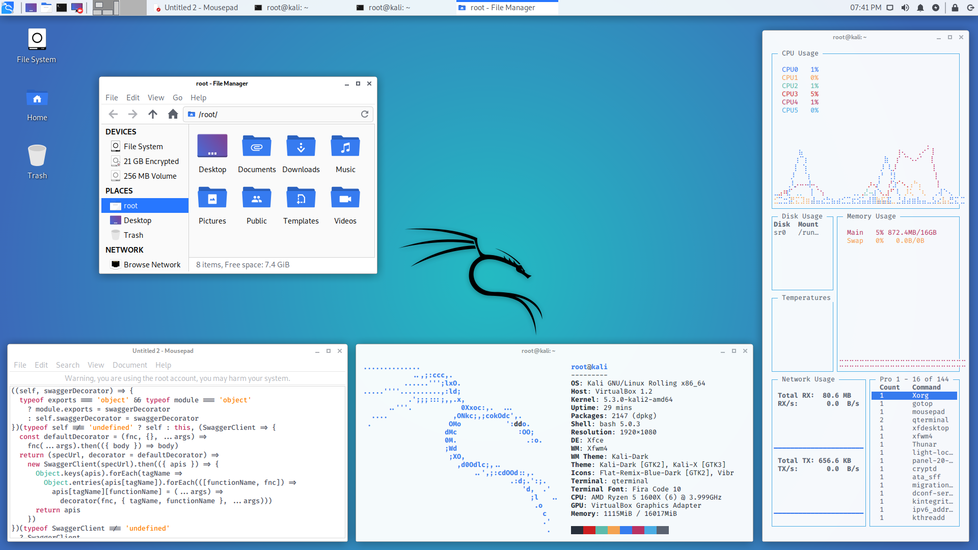 Kali 2019.4 desktop light theme