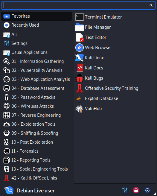 kali 2020.1 xfce menu new icons