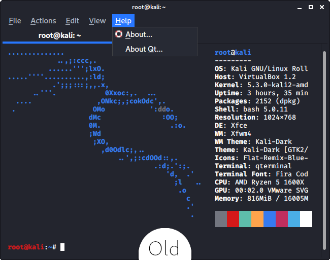 kali 2019.4 old terminal