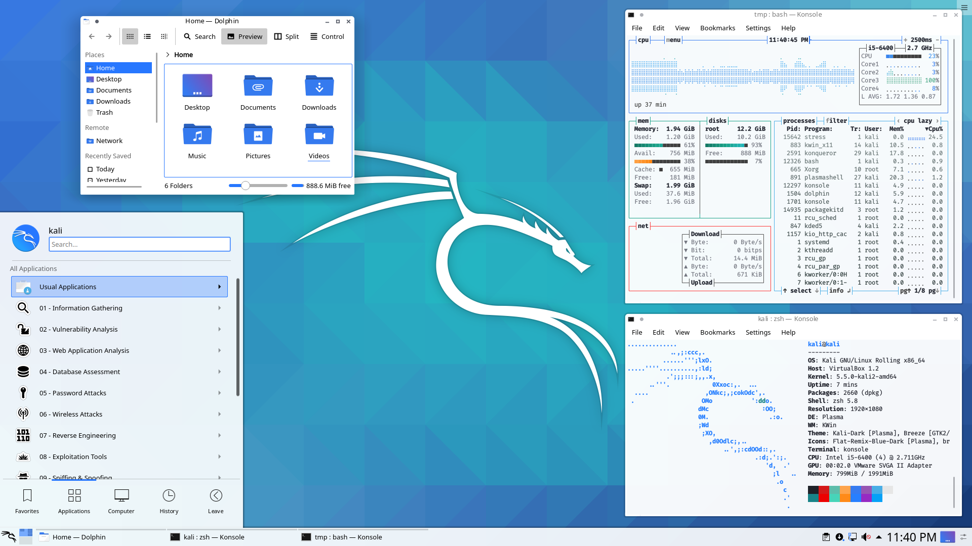 kali 2020.2 KDE light theme