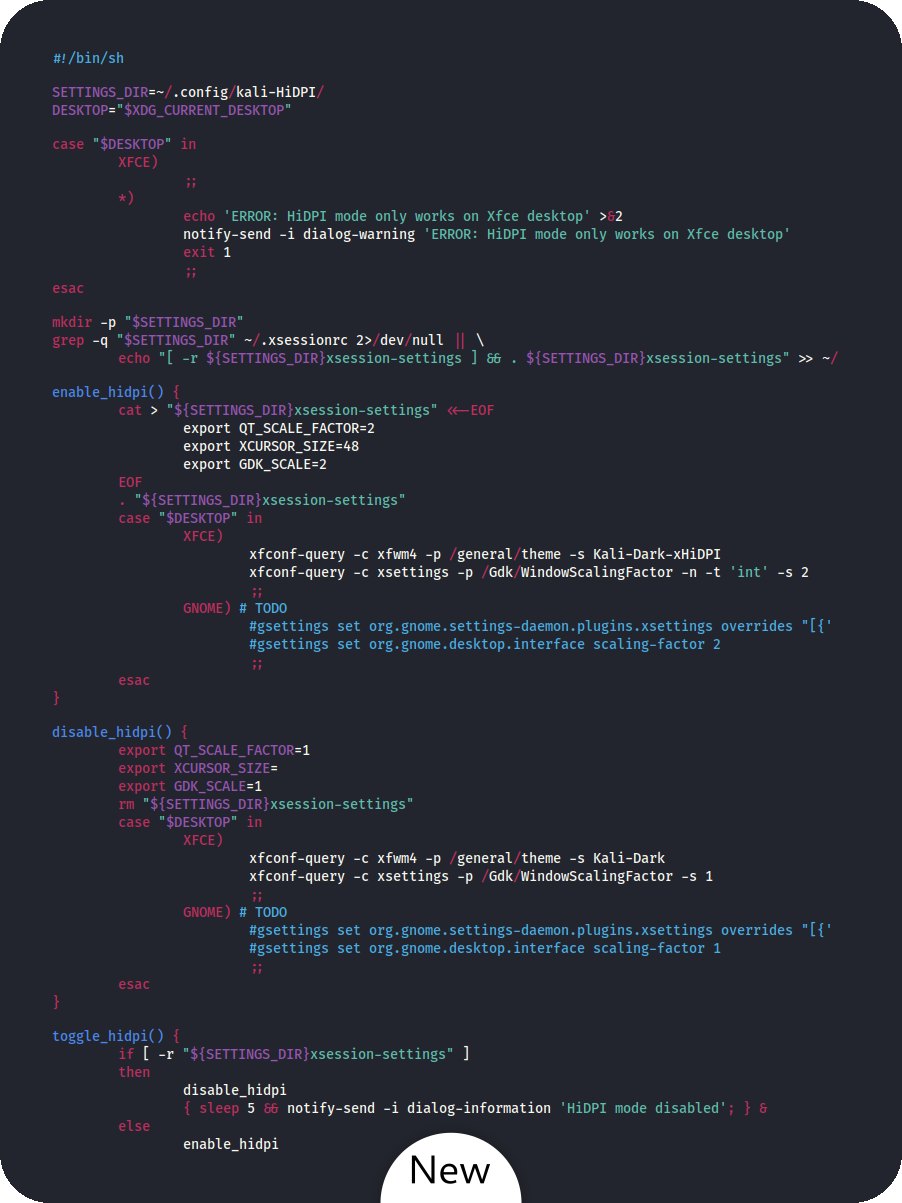 New kali text-editor dark color-scheme