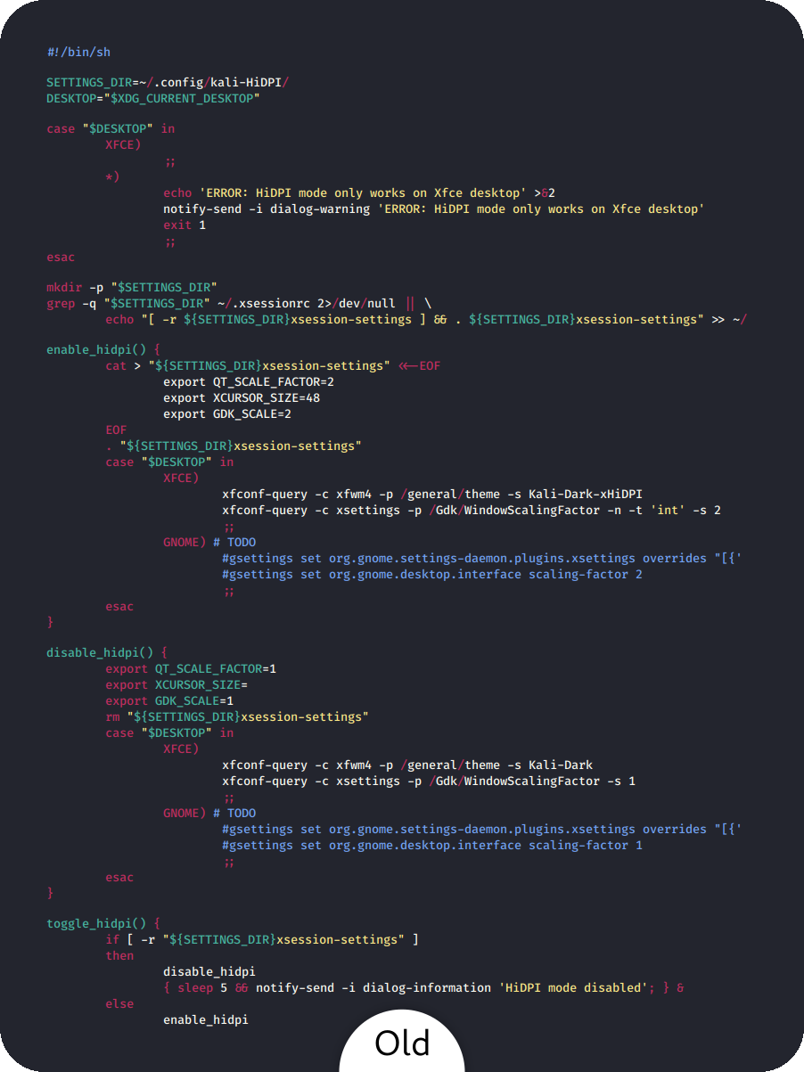 Old kali text-editor dark color-scheme