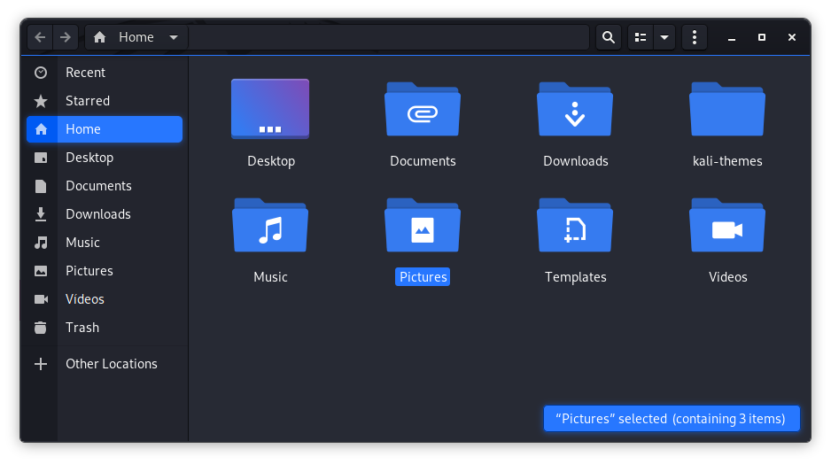 Nautilus new dark theme for Kali 2020.3