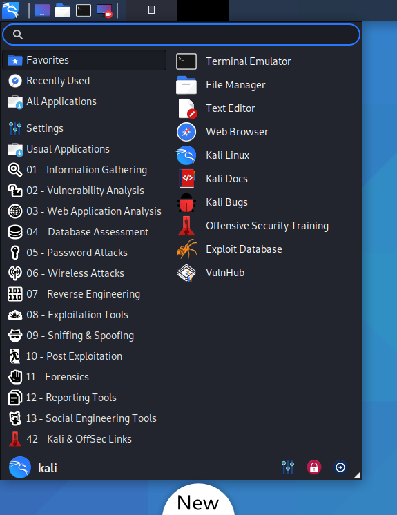 Xfce menu - Whiskermenu new theme for Kali 2020.3